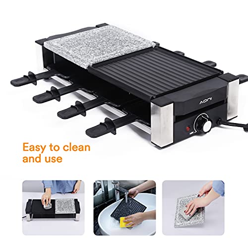 Raclette Table Grill, Electric Indoor Grill Korean BBQ Grill, 1200W Removable 2-in-1