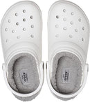 Crocs Unisex Men's and Women's Classic Lined Clog | Fuzzy Slippers, White/Light Grey