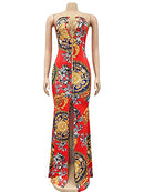 Ekaliy Sexy Split Evening Maxi Dress for Women Floral Long Prom Gown Sundresses