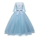 NNJXD Girl's Embroidery Tulle Lace Flower Girl Wedding Dress 3/4 Sleeve Long