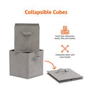 Collapsible Fabric Storage Cubes Organizer with Handles, Gray - Pack of 6