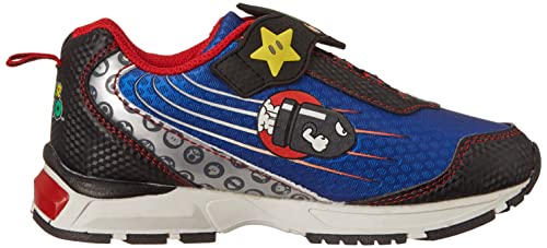 SUPER MARIO Brothers Mario and Luigi Kids Tennis Shoe, Light Up Sneaker, Mix Match Runner Trainer, Kids Size 11 to 3 (2 M US Big Kid, Blue)