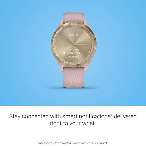 Garmin vivomove 3s, Smaller-sized Hybrid Smartwatch with Real Watch Hands and Hidden Touchscreen Display, Light Gold with Rose Case and Band