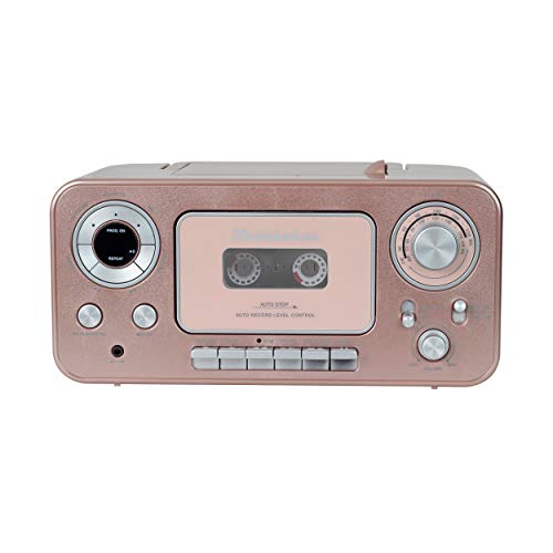 Portable Stereo CD Player with AM/FM Radio and Cassette Player/Recorder in Rose Gold