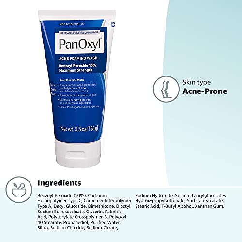 Acne Foaming Wash Benzoyl Peroxide 10% Maximum Strength Antimicrobial
