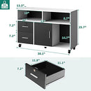 Wood File Cabinet, 2 Drawer Mobile Lateral Filing Cabinet