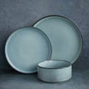 Dinnerware Sets, Plates and Bowls Set For 4, 12 Piece Dish Set, Smoky Blue