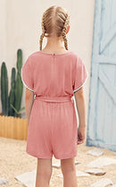 Girls Fashion Romper Summer Lace Short Sleeve Crewneck