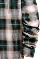 Men Hooded Plaid Shirts Button Splice Sweatshirt Long Sleeve Lattice Tops Green