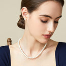 Round Imitation Pearl Necklace Wedding Pearl Necklace for Brides (Diameter of Pearl 8mm)