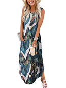 Summer Maxi Dress Casual Loose Beach Long Tank Dress Split with Pockets A19shuye-M