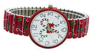 Christmas Stretch Watch with Special Design on Band (Christmas Candy Red)