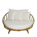 Bamboo Round Daybed Outdoor Indoor Large Accent Sofa Chair Sofabed, Natural