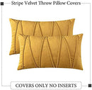 Pack of 2 Decorative Velvet Throw Pillow Covers Modern Striped Solid Cushion Covers