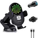 Wireless Car Charge,MEGACON 15W Qi Dashboard Windshield Air Vent Auto-Clamping Car Phone Holder Mount Wireless Charging for iPhone,Samsung,LG and More (QC3.0 Car Charger Adapter Included)