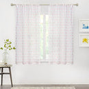 Pink Pom Pom Sheer Curtains for Bedroom Light Filtering Semi-Sheer Curtains for Nursery