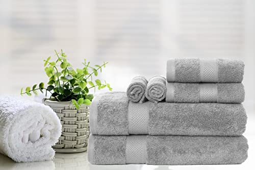 Bath Towels 600 GSM Grey 100% Cotton - Premium Highly Absorbent, Super Soft, and Plush - Towels