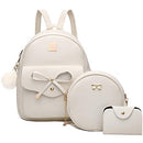 Girls Bowknot 3-Pieces Fahsion Leather Backpack Backpack Purse