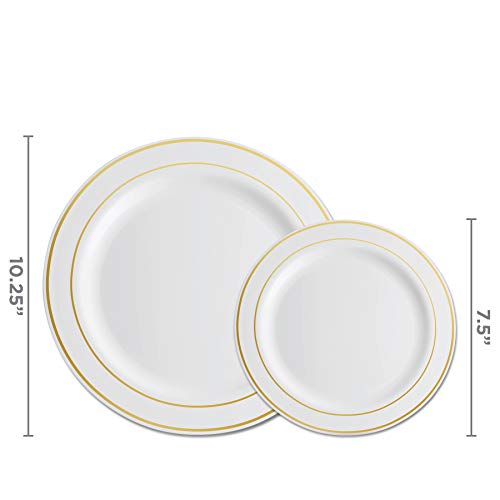 350 Piece Gold Dinnerware Set - 50 Guest Disposable Gold Dinnerware Set