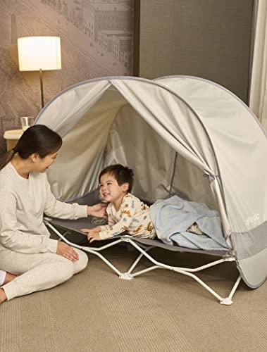 Deluxe Portable Toddler Bed with Canopy, Provides UV Protection