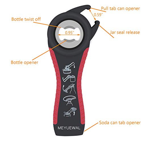 5 in 1 Multi Function Can Opener Bottle Opener Kit with Silicone Handle Easy to Use