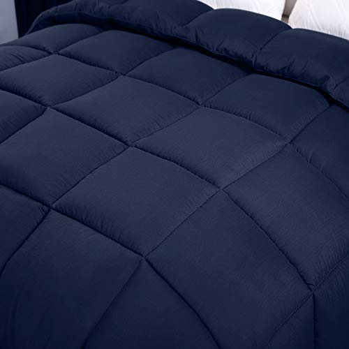 Utopia Bedding All Season 250 GSM Comforter - Soft Down Alternative Comforter - Plush Siliconized Fiberfill Duvet Insert - Box Stitched (Full/Queen, Navy)