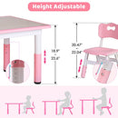 Big Kids Study Table and Chair Set, Height Adjustable Children Desk and 4 Chairs Set