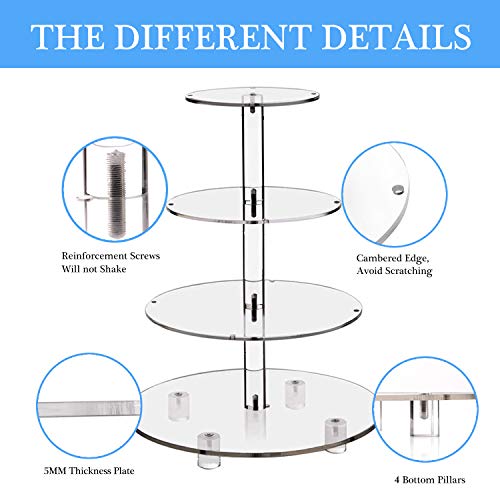 4 Tier Round Cupcake Stand – Premium Cupcake Holder – Acrylic Cupcake Tower