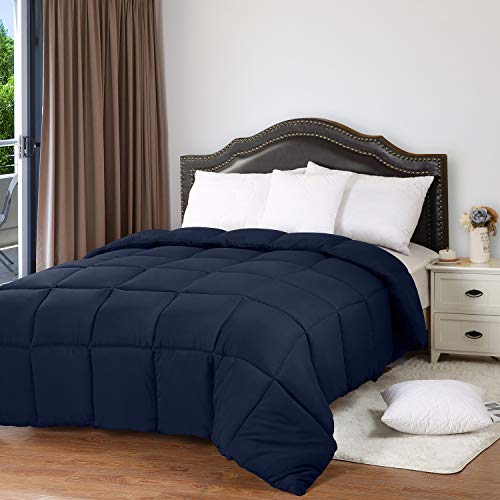 Utopia Bedding All Season 250 GSM Comforter - Soft Down Alternative Comforter - Plush Siliconized Fiberfill Duvet Insert - Box Stitched (Full/Queen, Navy)