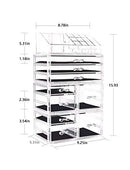 Makeup Organizer 4 Pieces Acrylic Makeup Storage Organizer Box with 9 Drawers