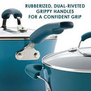 Rachael Ray Brights Nonstick Cookware Pots and Pans Set, 14 Piece, Marine Blue