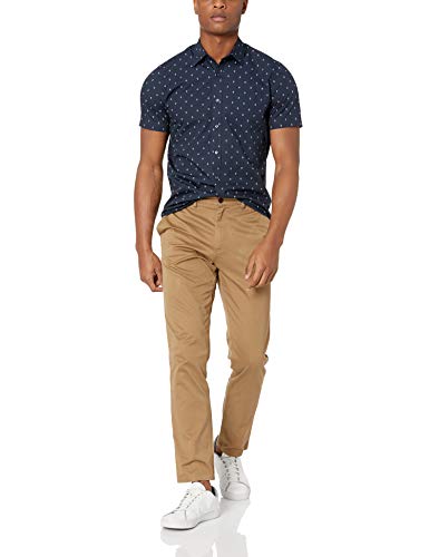 Men's Slim-Fit Short-Sleeve Print Shirt, Anchor, Large