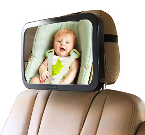 Enovoe Baby Car Mirror with Cleaning Cloth - Wide, Convex Back Seat Baby Mirror