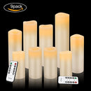 Flameless Candles Battery Operated Candles 4" 5" 6" 7" 8" 9" Set of 9 Ivory LED Candles