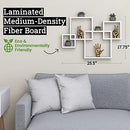 Natural Wood Floating Cube Shelves - Intersecting Wall Mounted Shelves