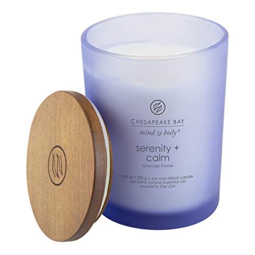 Candle Scented Candle, Serenity + Calm (Lavender Thyme), Medium Jar