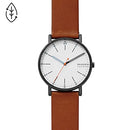 Men's Signatur Quartz Analog Stainless Steel and Leather Watch