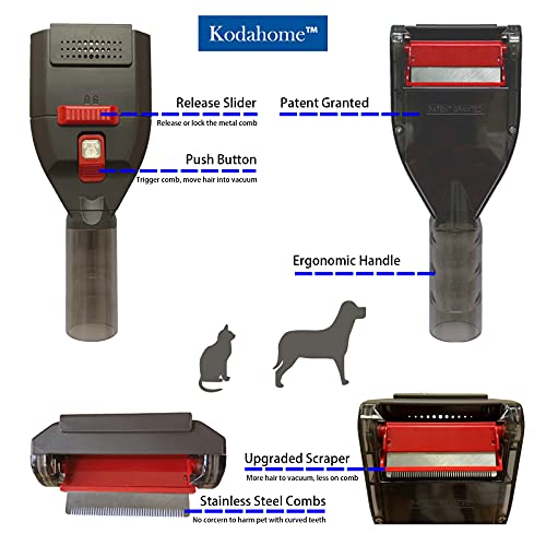 Kodahome Pet Shedding Brush Kit, Deshedding Tool Compatible with Most Vacuum