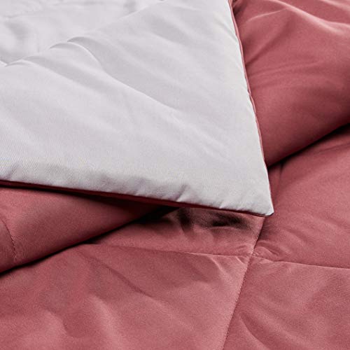 Reversible, Lightweight Microfiber Comforter Blanket - Full / Queen, Burgundy / Gray