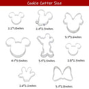 8 Pack Cookie Cutters Themed of Cartoon Mouse, Stainless Steel Sandwich Cake Cutter
