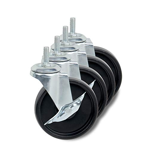4-Inch Caster Roller Wheels for HCD Shelving Unit, Set of Four,Black