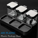 Condiment Jar Spice Container with Lids and Spoons, Set of 3 for Kitchen