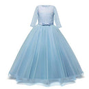 NNJXD Girl's Embroidery Tulle Lace Flower Girl Wedding Dress 3/4 Sleeve Long