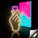 Finger Heart Neon Signs - Premium K-Pop Heart Hand Led Sign - Pink & Warm White