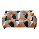 Stretch Sofa Covers Printed Couch Cover Sofa Slipcovers for 3 Cushion Couches Elastic Universal Furniture Protector with 1 Pillowcase (Large, Grey Geometry)