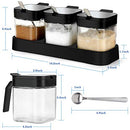 Condiment Jar Spice Container with Lids and Spoons, Set of 3 for Kitchen