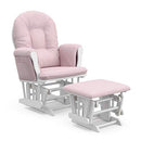 Storkcraft Premium Hoop Glider and Ottoman (White Base, Pink Swirl Cushion)