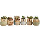 Owl Pot Ceramic Flowing Glaze Base Serial Set Succulent Plant Pot 6pcs