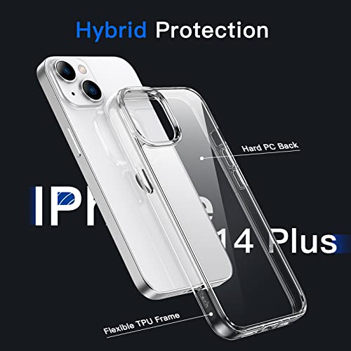 JETech Case for iPhone 14 Plus 6.7-Inch, Non-Yellowing Shockproof Phone Bumper Cover, Anti-Scratch Clear Back (Clear)