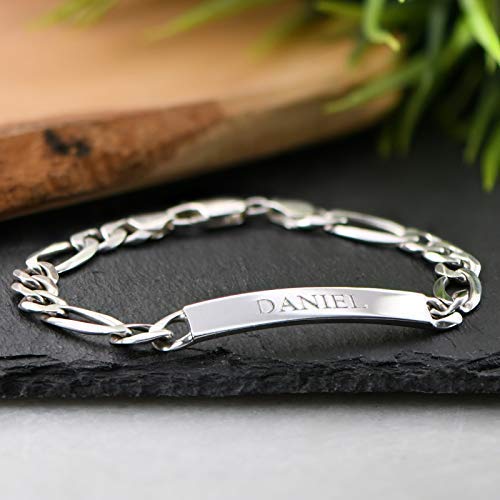 Handmade Custom Made Men's ID Bracelet Sterling Silver 925 Engraved